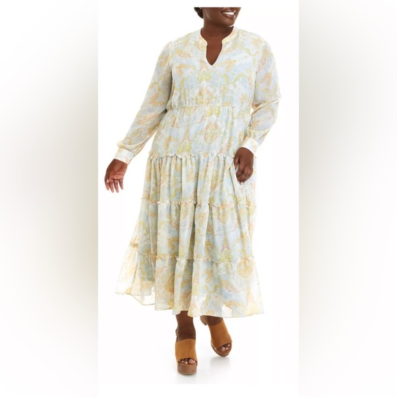 Wonderly Dresses & Skirts - Wonderly Plus Size Printed Long Sleeve Maxi Dress – Size XL